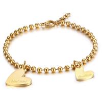 Titanium Steel Bracelet & Bangle, with 3cm extender chain, Heart, Vacuum Ion Plating, fashion jewelry & adjustable & for woman, golden  .5 cm 