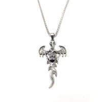 Zinc Alloy Necklace, with 304 Stainless Steel, Skull, silver color plated, fashion jewelry & for man & luminated cm 