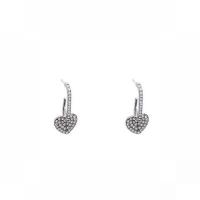 Cubic Zirconia Micro Pave Brass Earring, Heart, silver color plated, fashion jewelry & micro pave cubic zirconia & for woman 