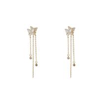 Fashion Fringe Earrings, Brass, Butterfly, gold color plated, fashion jewelry & micro pave cubic zirconia & for woman, golden 