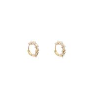 Zinc Alloy Huggie Hoop Earring, with Plastic Pearl, Donut, high quality gold color plated, fashion jewelry & for woman, golden 