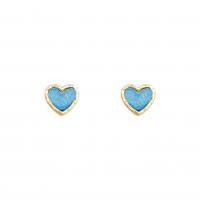Boucle d'oreille résine zinc alliage, alliage de zinc, avec résine, coeur, couleur de haute qualité d'or plaqué, bijoux de mode & pour femme, bleu Vendu par paire