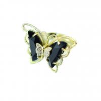 Cubic Zircon Brass Finger Ring, Butterfly, gold color plated, Adjustable & for woman & with cubic zirconia 