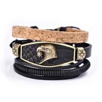 Leather Bracelet Set, with Zinc Alloy, handmade, Adjustable & braided bracelet & Unisex 
