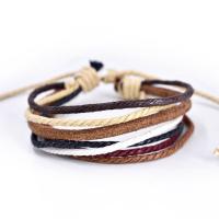 Cowhide Bracelets, handmade, Adjustable & braided bracelet & Unisex, mixed colors, 170mm 