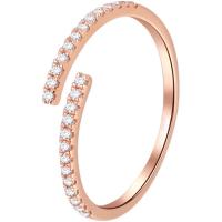 Cubic Zirconia Sterling Silver Finger Ring, 925 Sterling Silver, rose gold color plated, Adjustable & micro pave cubic zirconia & for woman, rose gold color 