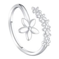 925 Sterling Silver Open Finger Ring, platinum plated, Adjustable & for woman, white 