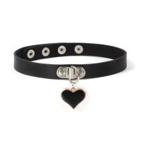 Fashion Choker Necklace, PU Leather, with Zinc Alloy, Heart, gothic style & for woman 25mm 