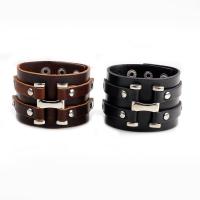 Cowhide Bracelet, with Zinc Alloy, punk style & for man Inner Approx 60mm 