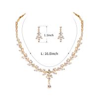 Cubic Zirconia Micro Pave Brass Jewelry Sets, earring & necklace, plated, 2 pieces & micro pave cubic zirconia & for woman 28mm Approx 16 Inch 