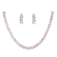 Cubic Zirconia Micro Pave Brass Jewelry Sets, earring & necklace, plated, 2 pieces & micro pave cubic zirconia & for woman 25mm Approx 16 Inch 