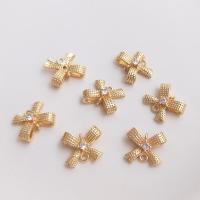Cubic Zirconia Brass Connector, Bowknot, gold color plated, DIY & micro pave cubic zirconia 
