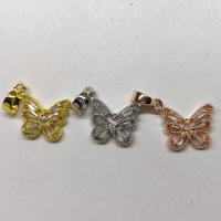 Cubic Zirconia Micro Pave Brass Pendant, Butterfly, plated, micro pave cubic zirconia 
