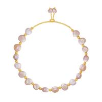 bracelet en laiton de perle d'eau douce cultivée, avec laiton, Plaqué d'or 14K, Naturel & bijoux de mode & pour femme, deux couleurs différentes, 7mm cm, Vendu par brin