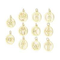 Cubic Zirconia Brass Pendants, with Resin Shell, gold color plated, fashion jewelry & DIY & micro pave cubic zirconia & for woman, golden 