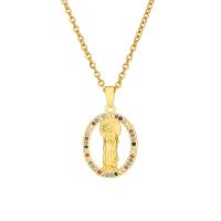 Cubic Zircon Micro Pave Brass Necklace, with 304 Stainless Steel Chain, 18K gold plated, fashion jewelry & micro pave cubic zirconia & for woman cm 