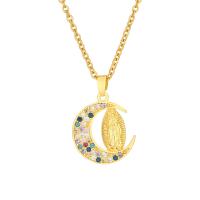 Cubic Zircon Micro Pave Brass Necklace, with 304 Stainless Steel Chain, 18K gold plated, fashion jewelry & micro pave cubic zirconia & for woman cm 