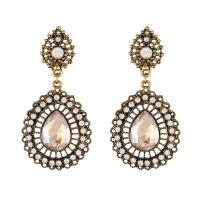 Zinc Alloy Rhinestone Drop Earring, with Rhinestone, Teardrop, antique gold color plated, fashion jewelry & for woman & with rhinestone 63mm 