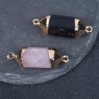 Gemstone Connector, Natural Stone, with Brass, Conical, gold color plated & Unisex & 1/1 loop 