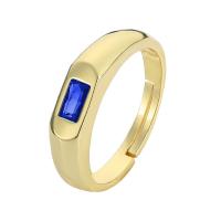 Кубическое цирконовое латунное кольцо, Латунь, с кубический цирконий, плакирован золотом, Регулируемый & Женский, Много цветов для выбора, 4.5mm, внутренний диаметр:Приблизительно 22mm, продается PC