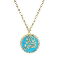 Brass Jewelry Necklace, with 5cm extender chain, gold color plated, for woman & enamel Approx 45 cm 