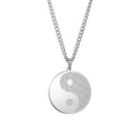 Stainless Steel Jewelry Necklace, 304 Stainless Steel, fashion jewelry & ying yang & Unisex, original color Approx 23.62 Inch 