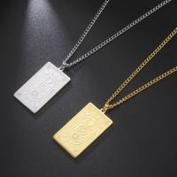 304 Stainless Steel Necklace, Rectangle, Vacuum Ion Plating, fashion jewelry & for man Approx 23.62 Inch 