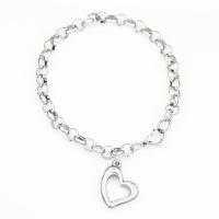 Stainless Steel Charm Bracelet, 304 Stainless Steel, Heart, fashion jewelry & for woman, original color, 6mm,16*15mm Approx 7.09 Inch 