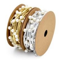 Terylen Band, Polyester, mit Kunststoff Perlen, DIY, keine, 6mm,3mm, 3m/Spule, verkauft von Spule