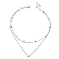 Zinc Alloy Necklace, with 2.56inch extender chain, Heart, plated, Double Layer & fashion jewelry & for woman 6mm Approx 12.6 Inch, Approx 14.96 Inch 