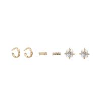 Messing Ohrstecker Set, goldfarben plattiert, Modeschmuck & Micro pave Zirkonia & für Frau, goldfarben, 3mm,5mm,5mm, 3PaarePärchen/setzen, verkauft von setzen