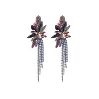 Fashion Fringe Earrings, Zinc Alloy, Flower, Plating champagne gold, fashion jewelry & for woman & with rhinestone 