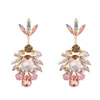 Zinc Alloy Rhinestone Drop Earring, Flower, gold color plated, fashion jewelry & for woman & with rhinestone 