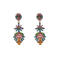 Zinc Alloy Rhinestone Drop Earring, Flower, antique gold color plated, fashion jewelry & for woman & with rhinestone 