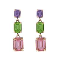 Zinc Alloy Rhinestone Drop Earring, Square, gold color plated, fashion jewelry & for woman & with rhinestone 