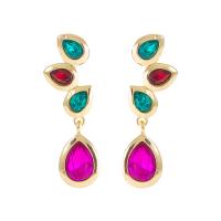 Zinc Alloy Rhinestone Drop Earring, Teardrop, gold color plated, fashion jewelry & for woman & with rhinestone 