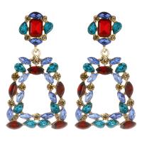 Zinc Alloy Rhinestone Drop Earring, Flower, gold color plated, fashion jewelry & for woman & with rhinestone & hollow 