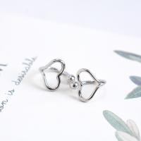 925 Sterling Silver Earring Clip, Heart, platinum plated, fashion jewelry & for woman, original color, 10mm 