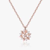 Cubic Zirconia Micro Pave Sterling Silver Necklace, 925 Sterling Silver, Snowflake, plated, micro pave cubic zirconia & for woman 450mm 