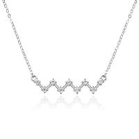 Cubic Zircon Micro Pave Sterling Silver Necklace, 925 Sterling Silver, platinum plated, micro pave cubic zirconia & for woman, white, 450mm 