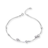 925 Sterling Silver Anklet, platinum plated, fashion jewelry & for woman, white, 265mm 