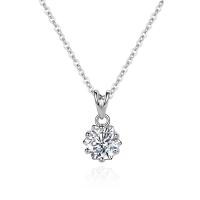 Cubic Zirconia Sterling Silver Necklace, 925 Sterling Silver, platinum plated, micro pave cubic zirconia & for woman, original color Approx 17.7 Inch 