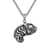 Titanium Steel Necklace, Lizard, Vacuum Ion Plating, fashion jewelry & for man, original color Approx 23.6 