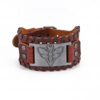 Leather Bracelet, with Zinc Alloy, Insect, plated, punk style & Unisex Approx 9.25 Inch 
