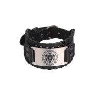 Leather Bracelet, with Zinc Alloy, plated, punk style & for man 37mm Approx 7.4-9.4 Inch 