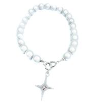 Plastic Pearl Necklace, 314 Stainless Steel, with zinc alloy pendant & Plastic Pearl, Cross, for woman & with rhinestone Approx 16.9 Inch 