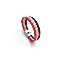 PU Leather Cord Bracelets, Titanium Steel, with PU Leather Cord, polished, braided bracelet & Unisex, mixed colors Approx 8.46 Inch 
