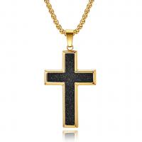 Titanium Steel Sweater Necklace, Cross, Vacuum Ion Plating, polished & for man Approx 23.62 Inch 