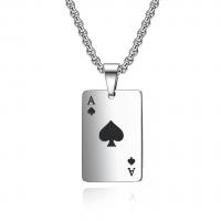 Titanium Steel Sweater Necklace, Poker, polished, for man & enamel Approx 23.62 Inch 