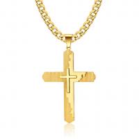 Titanstahl Pullover Halskette, Kreuz, Vakuum-Ionen-Beschichtung, für den Menschen, keine, 45x63mm, Länge:ca. 23.62 ZollInch, verkauft von PC
